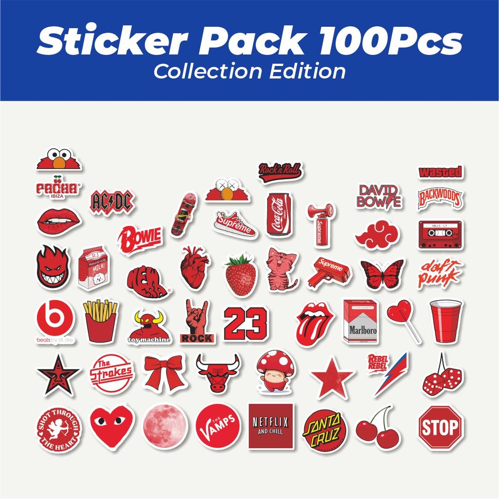 

Hot Stiker VSCO Red/Merah Lucu Anti Air Stikers Berperekat Waterproof Sticker Decal Buat Motor Helm Buku Journal Koper Casing HP Laptop Botol Minum