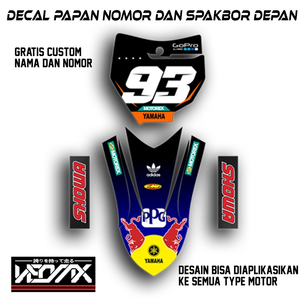 Decal Stiker Papan Nomor Ktm 85 250 Dan Spakbor Depan Yz 85 New (Gratis Custom Nama Dan Nomor)