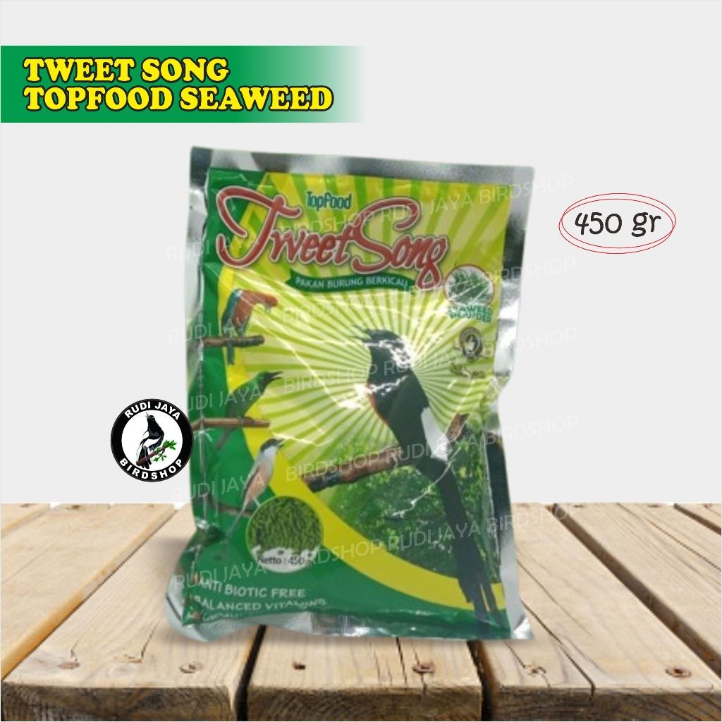 SEDIA TWEETSONG TWEET SONG 450 GRAM TOPFOOD COKELAT KUNING DAN HIJAU RUMPUT LAUT VOER PAKAN BURUNG