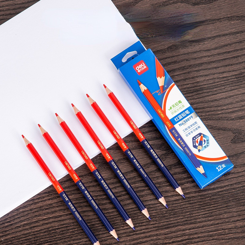 

12 Sets of Double-headed Red and Blue Pencils Engineering Medicine Painting Pencils Design Artwork Marker Pen Art Stationery