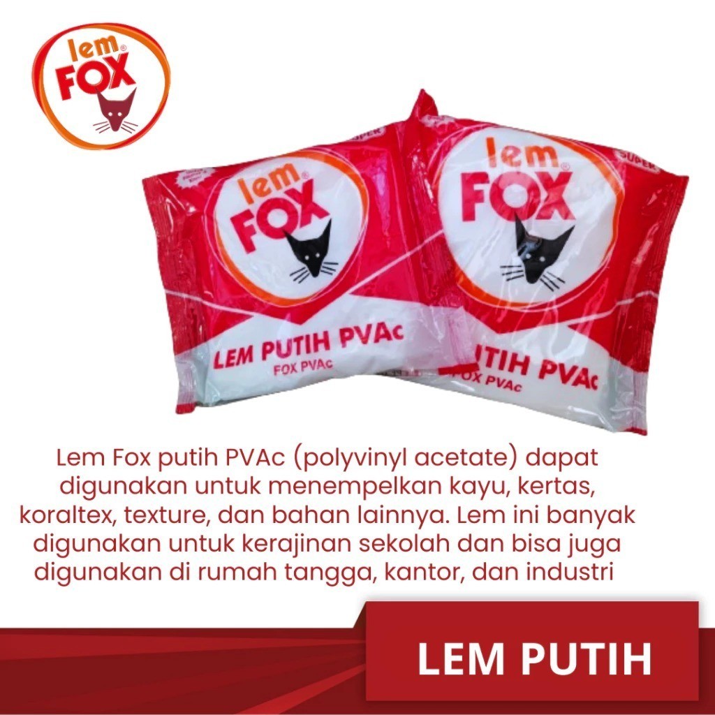 

Lem Fox Putih PVAc putih bungkus merah refill 700gr MP MP