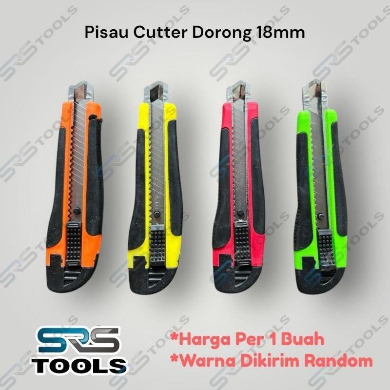 

POPEYE Pisau Cutter Dorong 18 mm / Kater Gagang Karet Plastik Besar 18mm