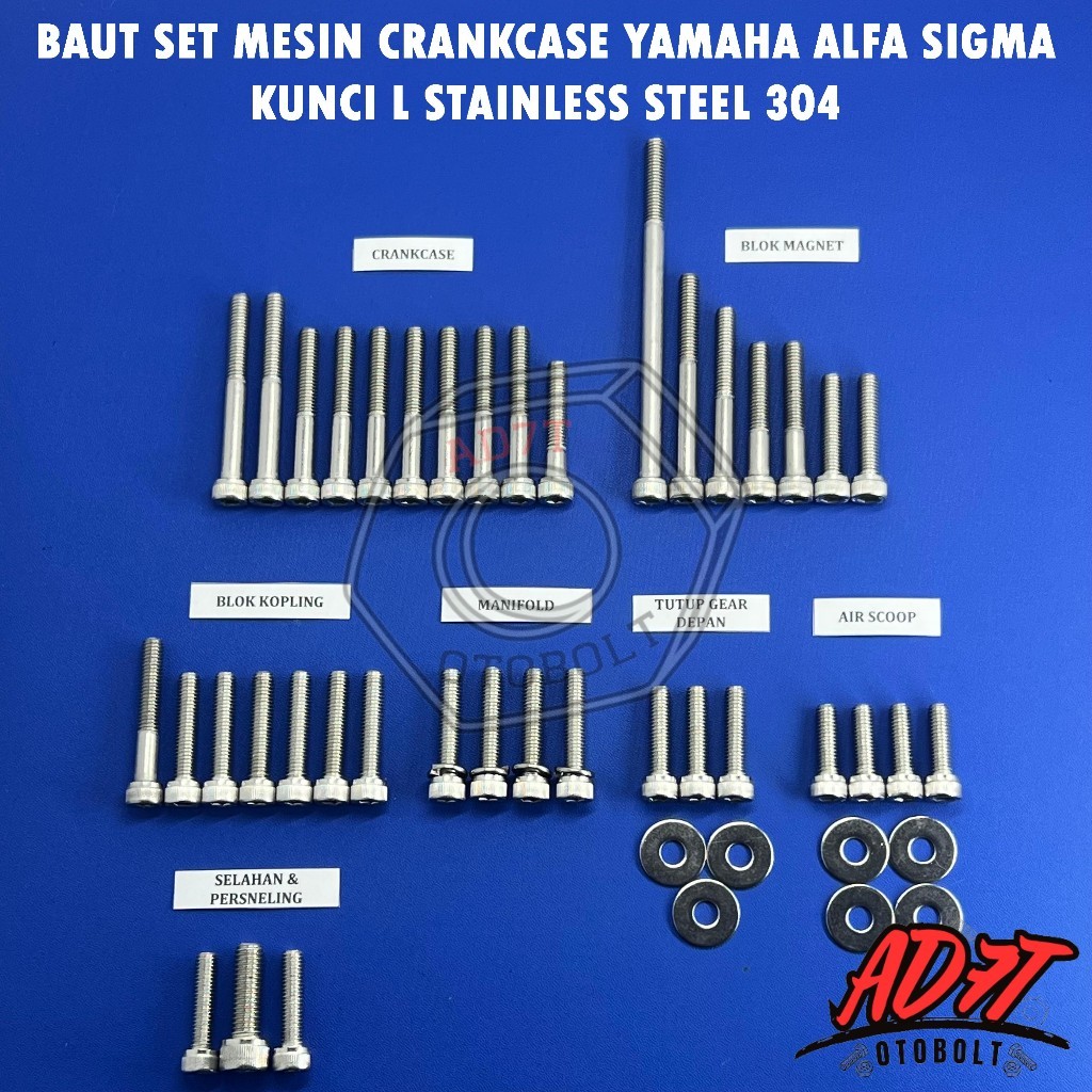 Baut Set Mesin Yamaha Alfa Sigma Champ Kunci L Stainless Steel