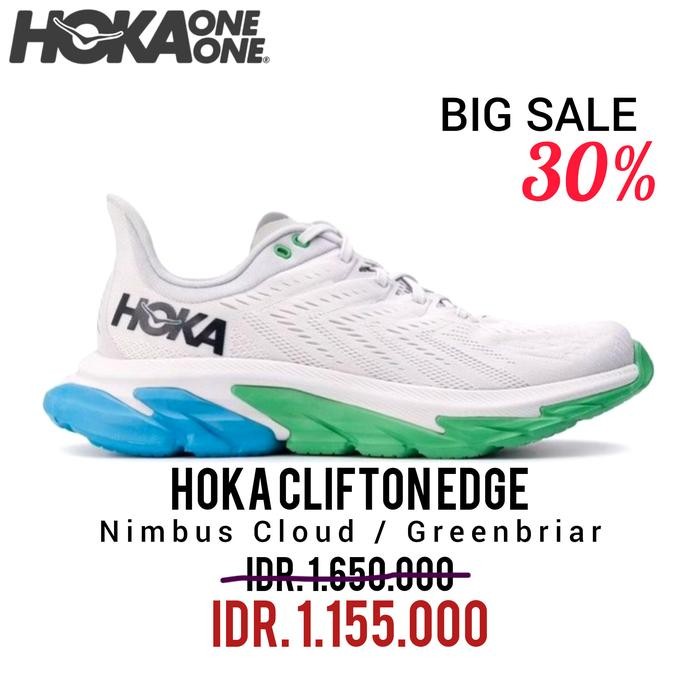 SEPATU RUNNING HOKA CLIFTON EDGE NIMBUS CLOUD / GREENBRIAR MEN'S 100% ORIGINAL BNIB / SEPATU SNEAKER