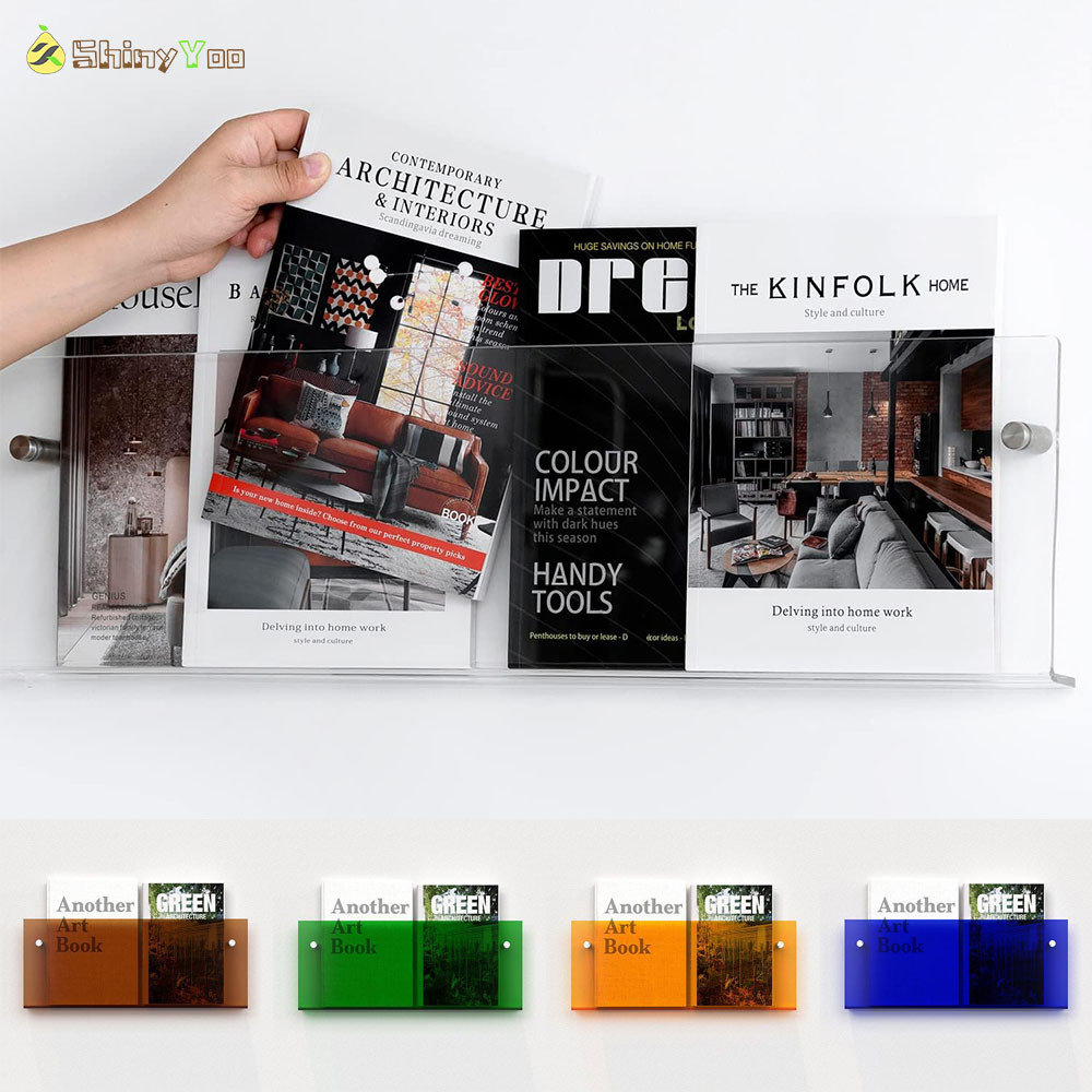 

Utility Acrylic Brochure Holder Wall Mount Magazine Rack Pamphlet Stand Floating Bookshelves Hang Display Literature Organizer