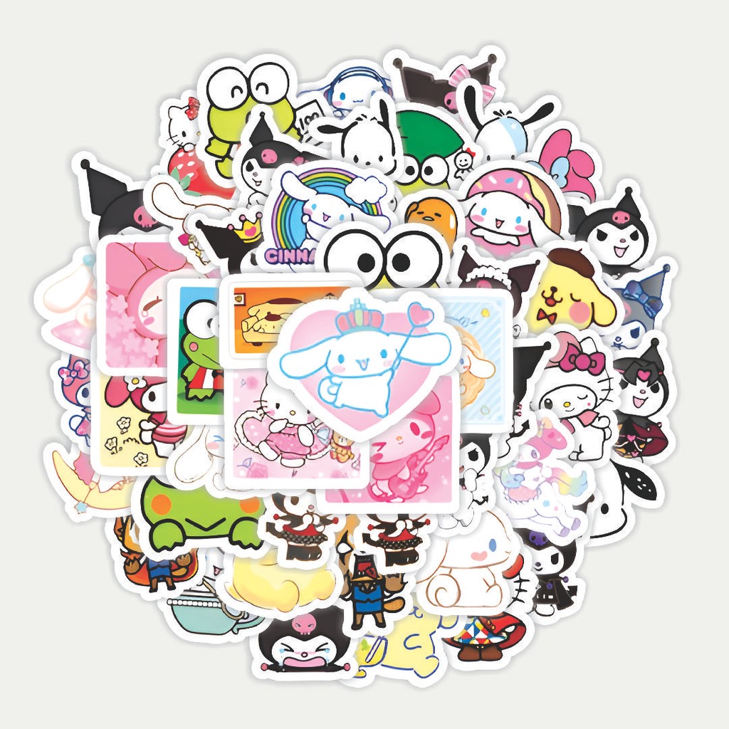 

Sticker Pack Stiker Sanrio Cute Karakter Mix | Sticker TUMBLR | Stiker LAPTOP KOPER HELM