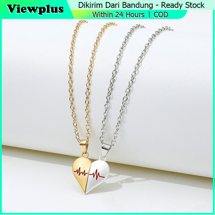 2Pcs Kalung Couple Magnet Aluminum Anti Karat Kalung Pasangan Kalung Couple Hati kalung pasangan