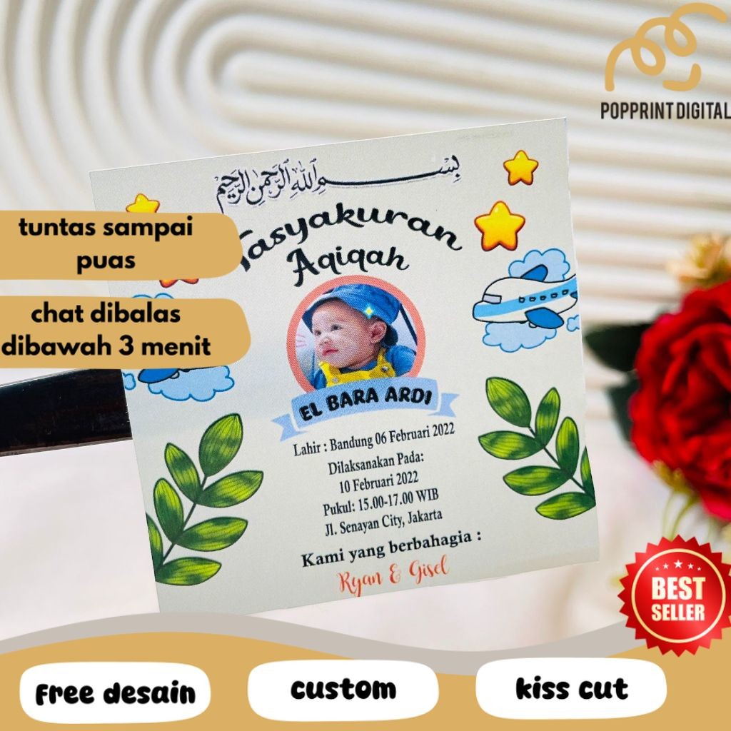

PpD 2-4 Cetak Stiker Tasyakuran Aqiqah Bayi Sticker Syukuran Qiqah Ikkah Iqqah Anak Bentuk Kotak
