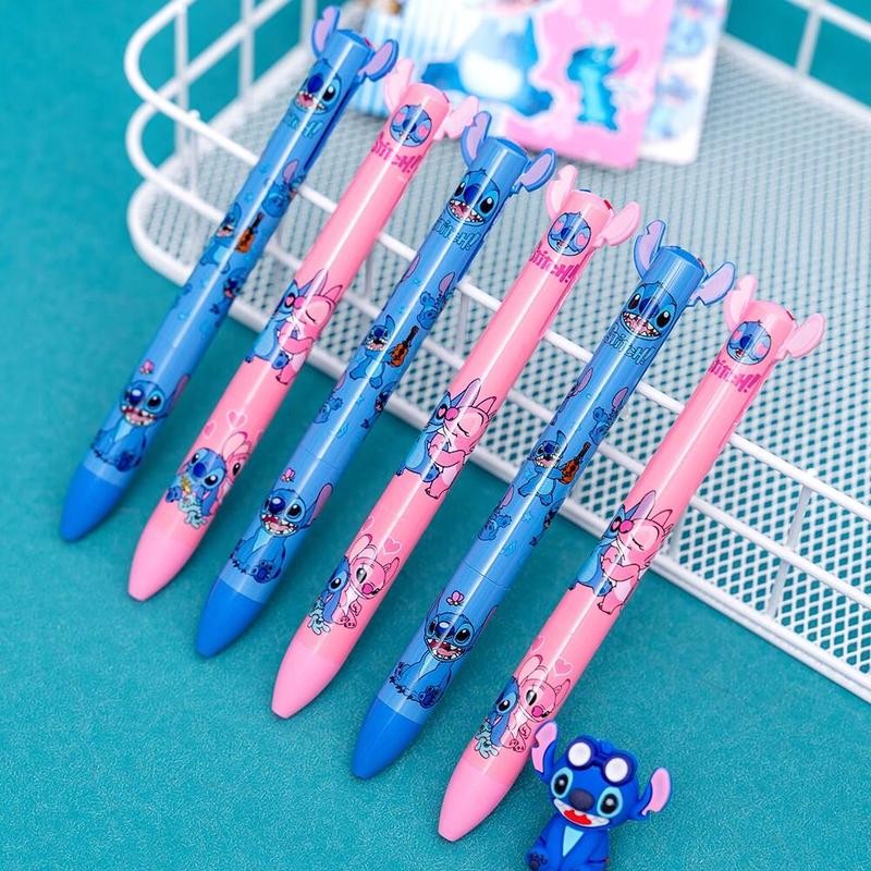 

2/6/20pcs Disney Lilo & Stitch Doll 2 Colors Ballpoint Pen Blue And Red Gel Pen Press Pen Student Supplies Stationery Wholesale