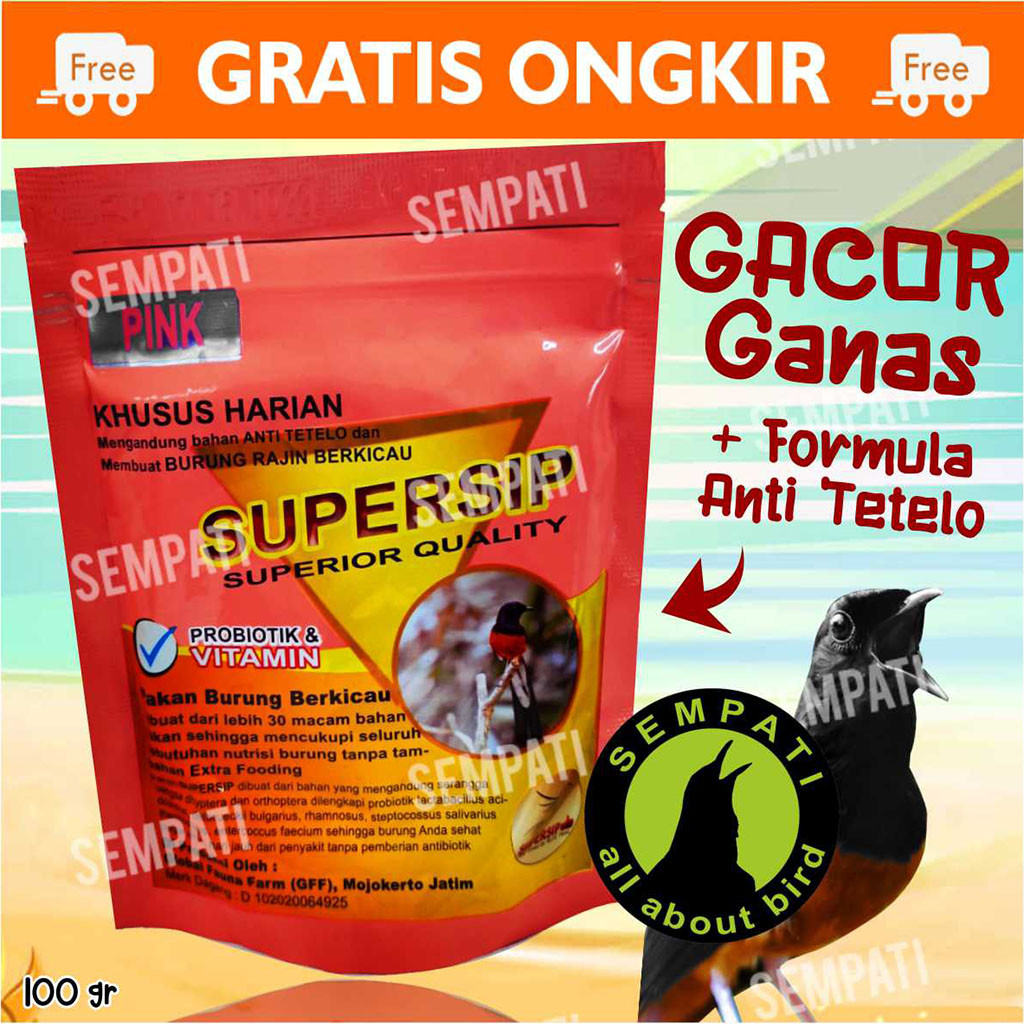 SEMPATI SUPERSIP PINK PAKAN VOER PUR HARIAN BURUNG MURAI BATU CILILIN CIBLEK KACER CENDET VOER SUPER