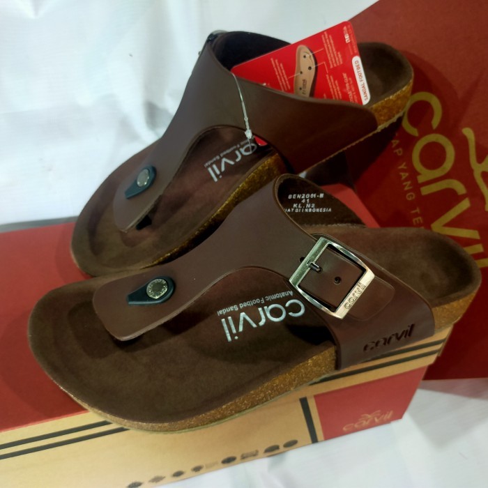 (COD) GRATIS ONGKIR Sandal Carvil pria / sandal kulit cowok / sandal jepit pria dewasa terbaru /sand