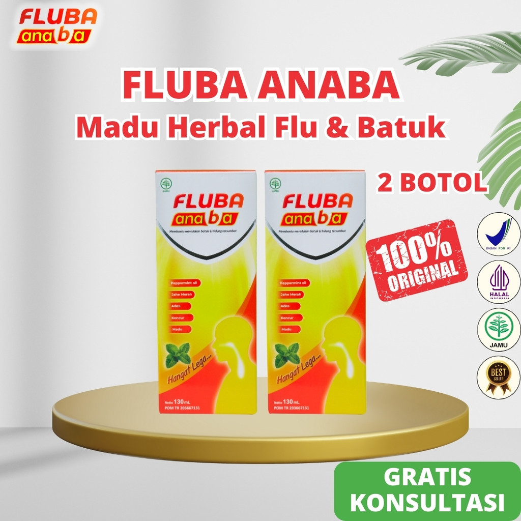 

FLUBA ANABA - Herbal Alami atasi Flu Batuk Amandel Radang Tenggorokan Gangguan Pernapasan - 2 Botol