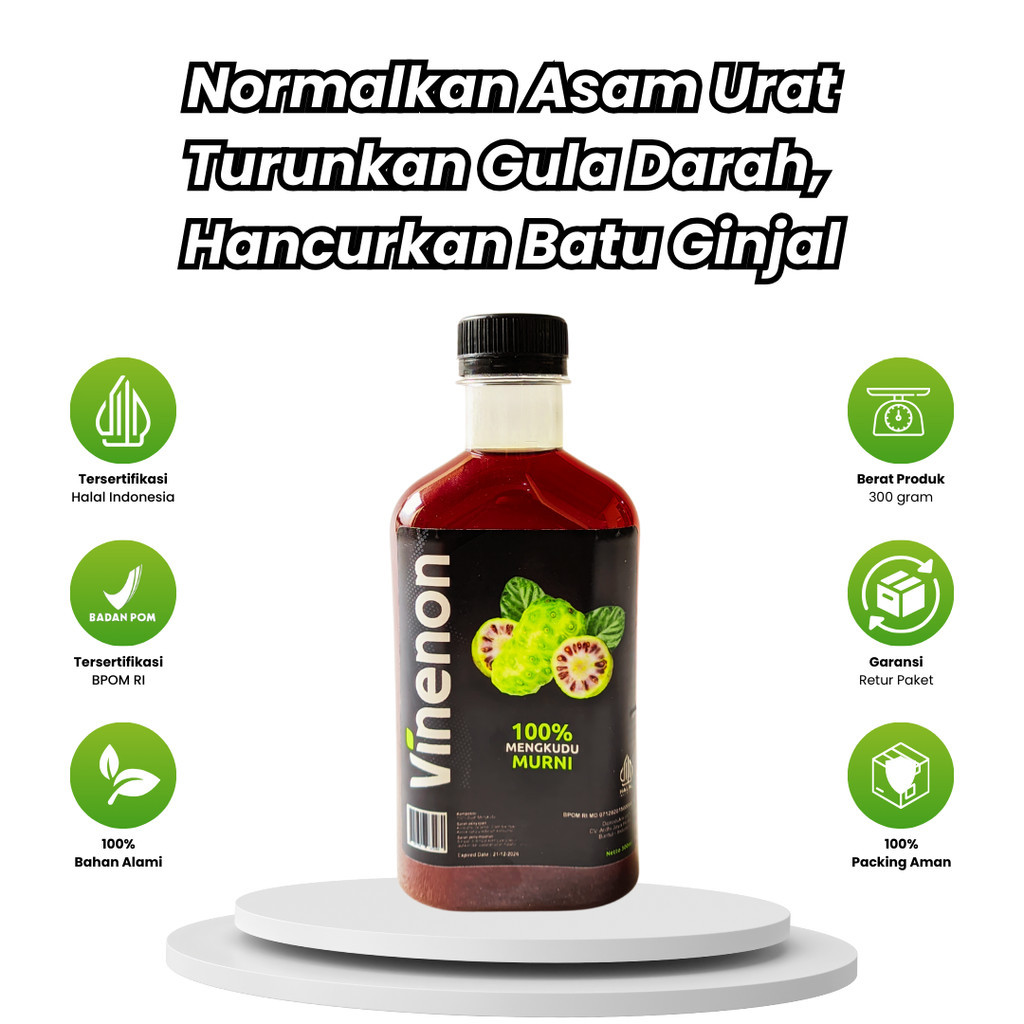 

Cuka Mengkudu Vinenon 1 Botol Tanpa Pengawet Kimia Luruhkan Batu Ginjal