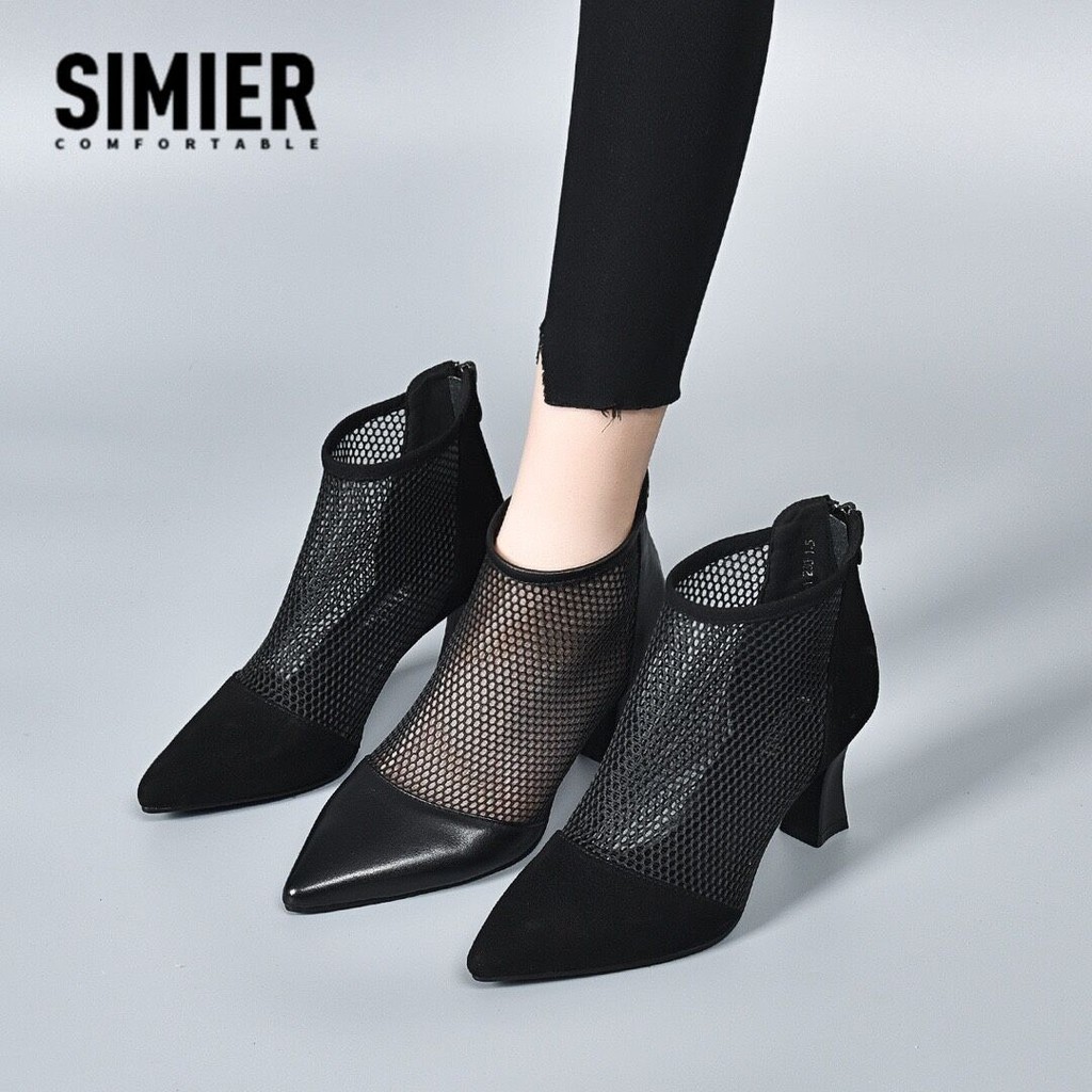 Mesh Boots Sandals Soft Leather High Heels Hollow Boots Mesh High Heels