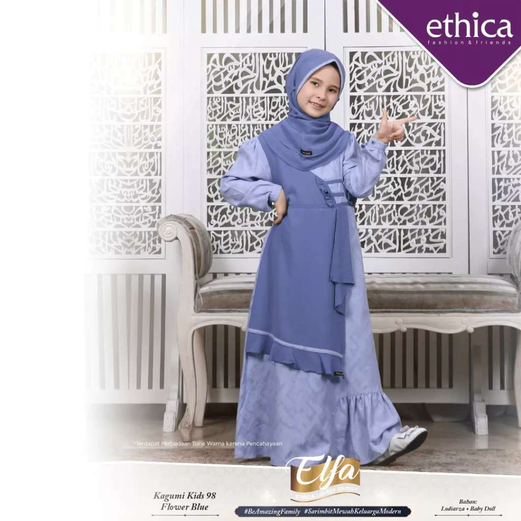 ETHICA GAMIS ANAK KAGUMI KIDS 98 FLOWER BLUE