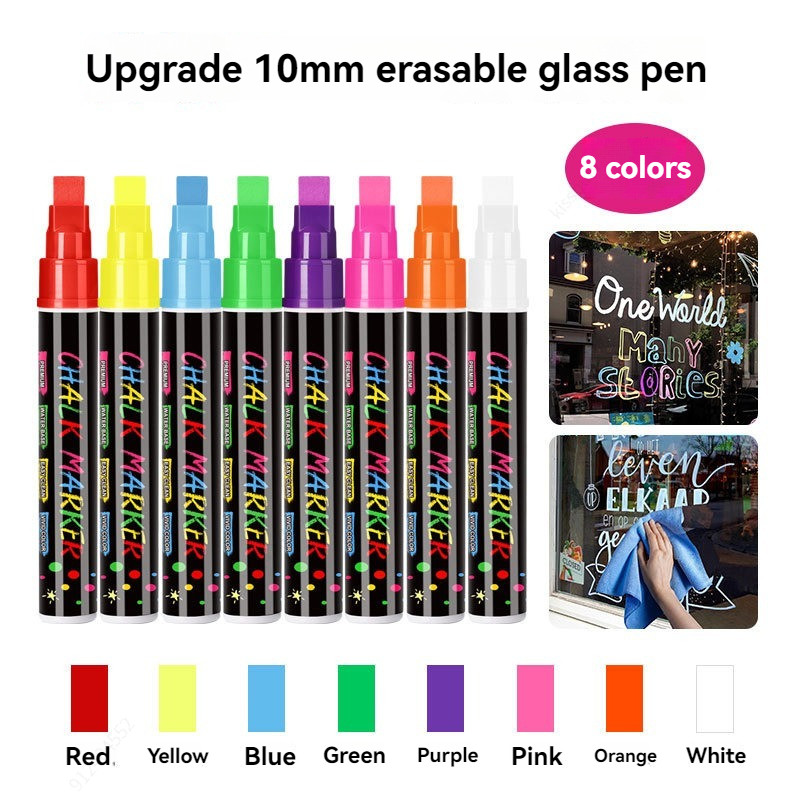

8Pcs/set Washable & Wet Erase Liquid Chalk Marker,10mm Jumbo Tip, Vibrant Colors, Liquid Chalk for Blackboard and Chalkboard