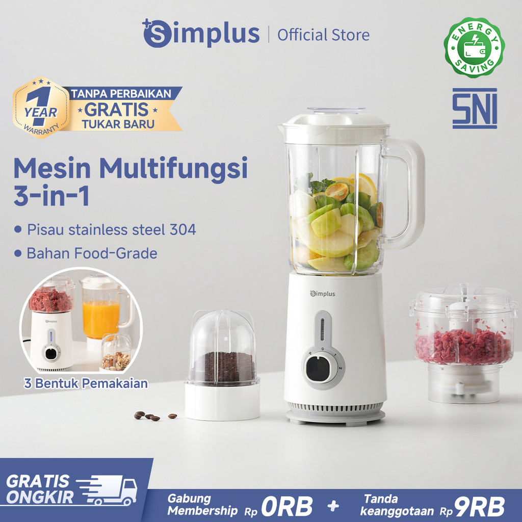Simplus Blender 3-in-1/5-in-1 Serbaguna Penghalus Makanan 1,25L Blender