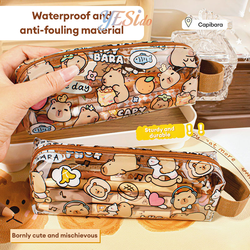 

COD✨ Transparan Kapibara Tempat Pensil Lucu Unisex Tahan Air Kartun-YES