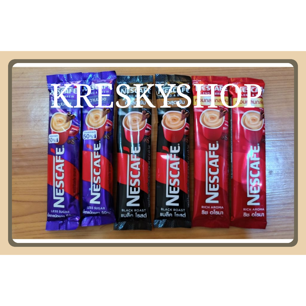 

[ ECER ] Nescafe Less Sugar. Rich Aroma dan Black Roast. Harga per sachet ya. Original Thai