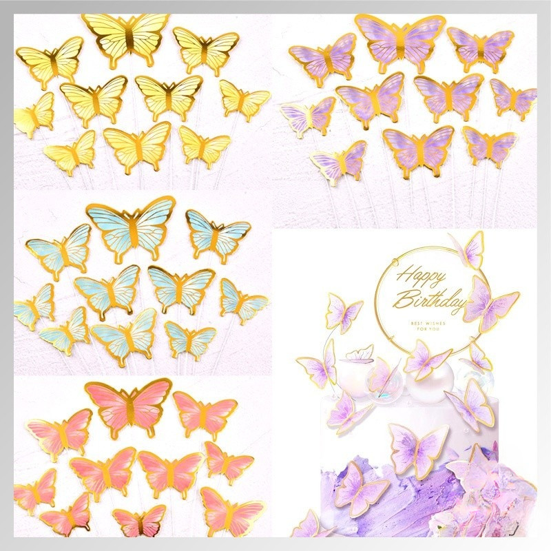 

10 PCS Kupu Kupu Cnatik Pemanis Buket / Kue Cake Topper Birthday Butterfly Hiasan Kue - BC0635