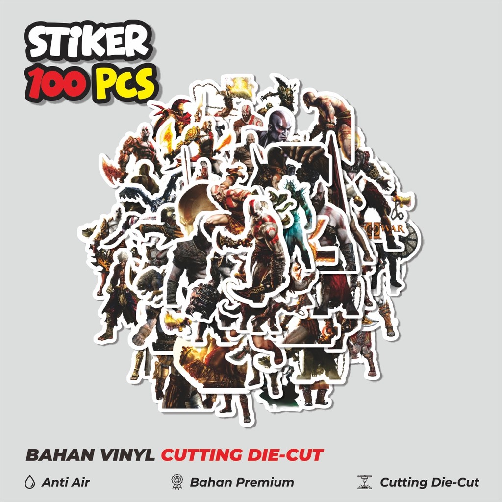 

Terbaru! 50 pcs Stiker Video Game Series God Of War Character Mix Dekorasi Lucu Kreatif untuk Notebook, Skateboard, HP