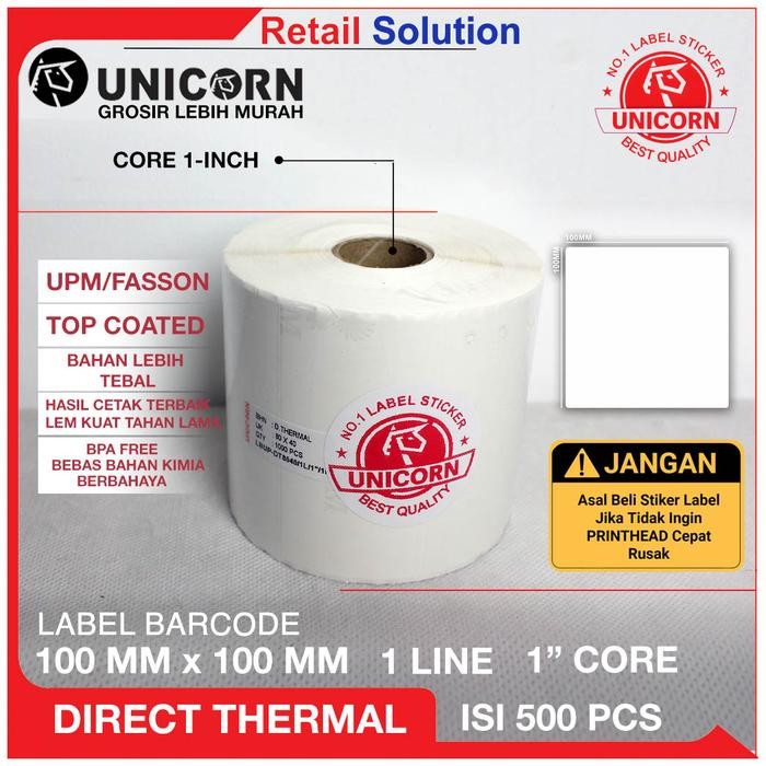 

Kertas Stiker Resi Label Thermal 100x100 / 100 x 100 mm / 4x4 inch - UPM/Fasson