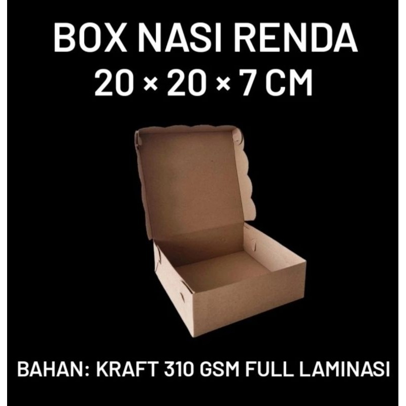 

DUS NASI RENDA 20x20x7 FULL LAMINASI / BOX NASI KOTAK isi 100/pcs