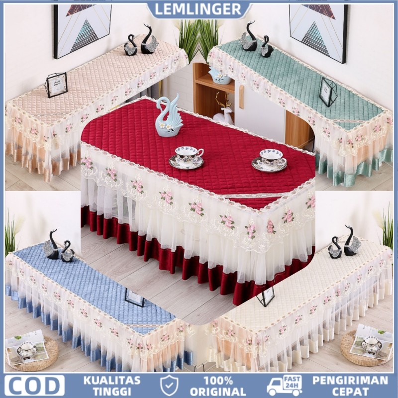 【LEMLINGER】Taplak Meja Rumbai Mewah / Taplak Meja Renda Persegi Panjang / Taplak Meja Makan Aestheti