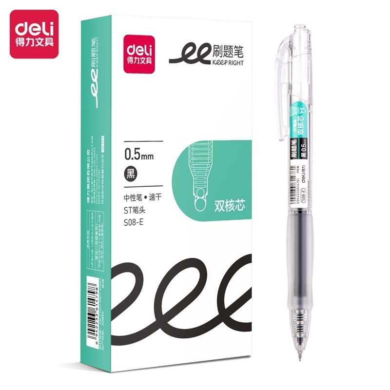 

Deli Gel Pen / Pulpen Gel 0.5mm Tinta Hitam / Merah Isi 12 pcs Cepat Kering Tinta Banyak S08-E-12PCS