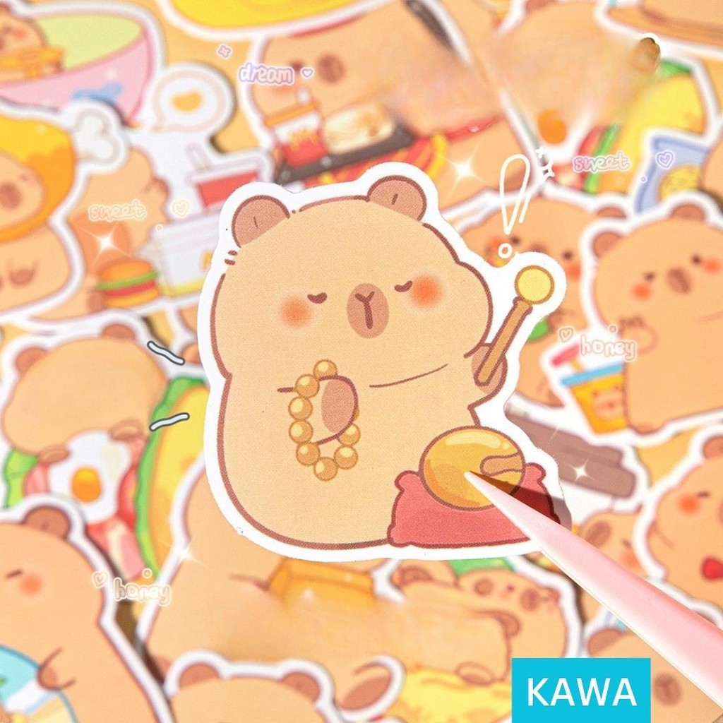 

KAWA Cutting Sticker Capybara Lucu 30pcs | Stiker Kertas Dof Aesthetic
