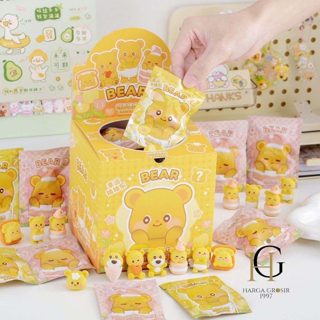 

1 BOX ISI 32PCSPenghapus Mystery Bag Butter Bear ER-1719 ALAT TULIS KANTOR LUCU KARTUN BUTTER BEAR THAILAND