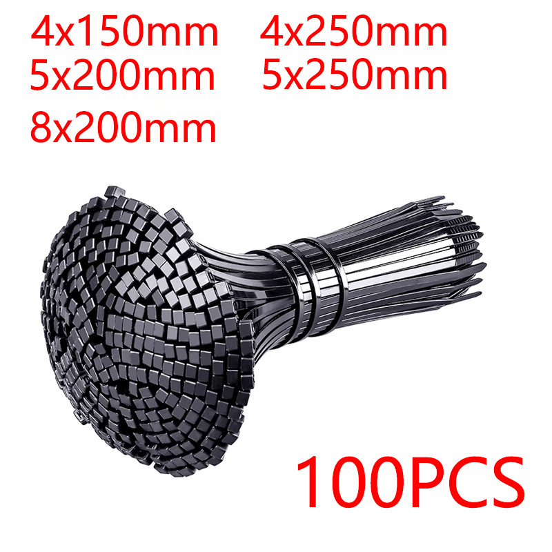 

Self-locking plastic nylon tie 100 PCS black 4X150cable tie fastening ring cable tie zip wraps strap nylon cable tie set