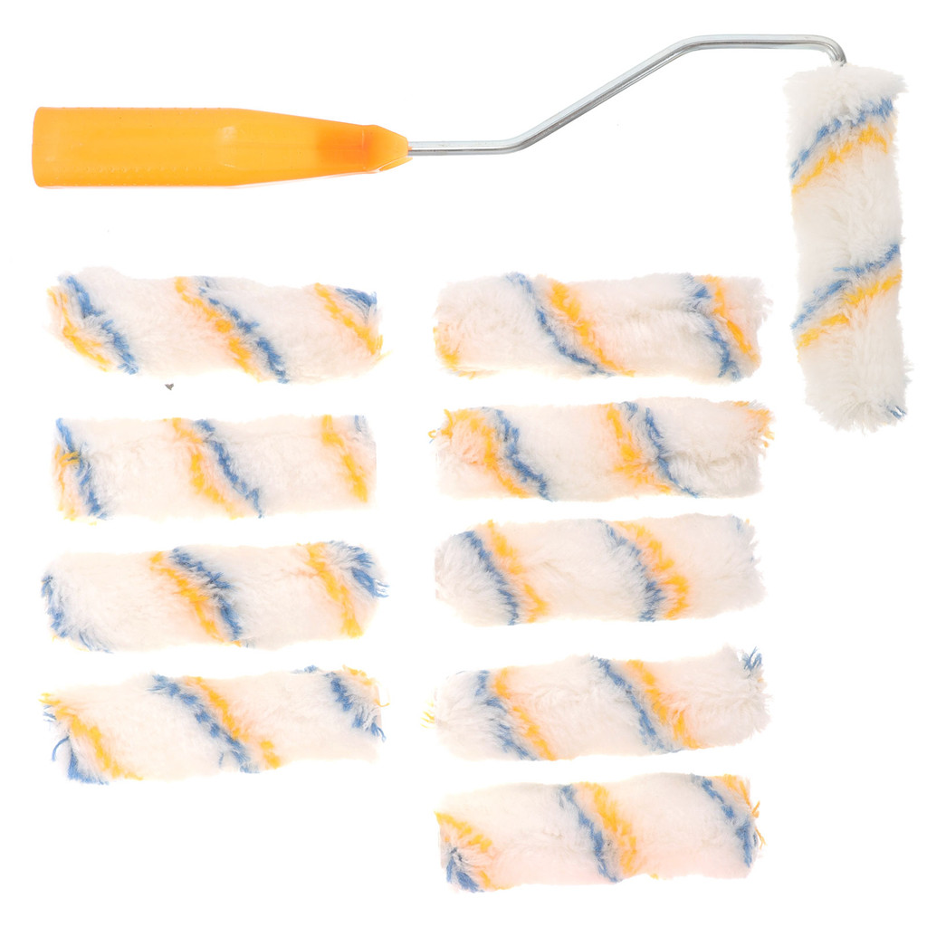 

1 set Portable Paint Roller Brush for Wall House Painting Small Plastic Reusable Latex Oil-Based Roller Cover Comfortable Handle