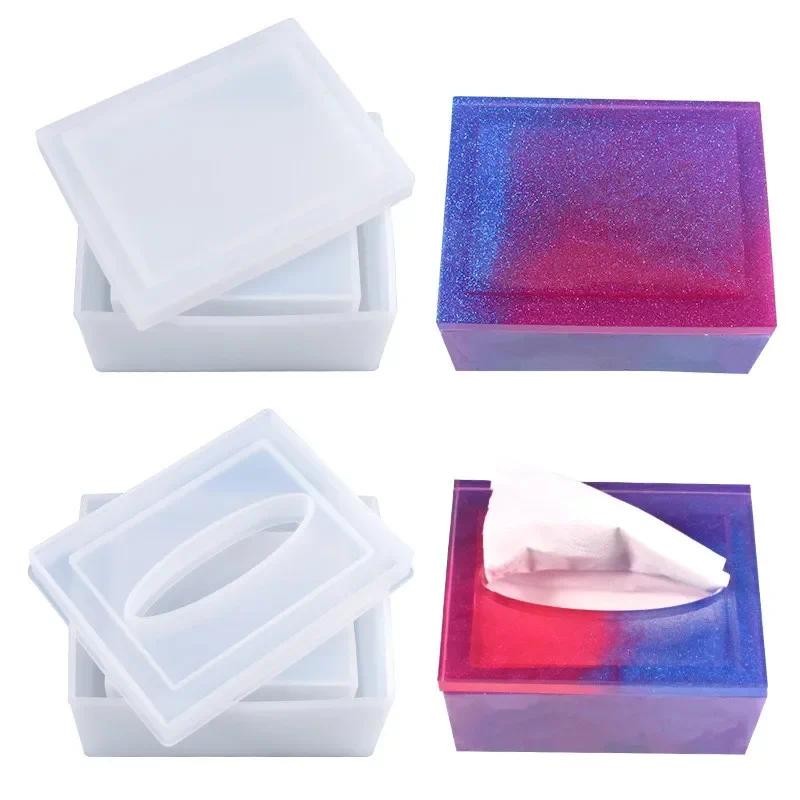 

DIY Crystal Epoxy Resin Mold Tissue Box Napkin Car Tissue Box Silicone Mold For Resin