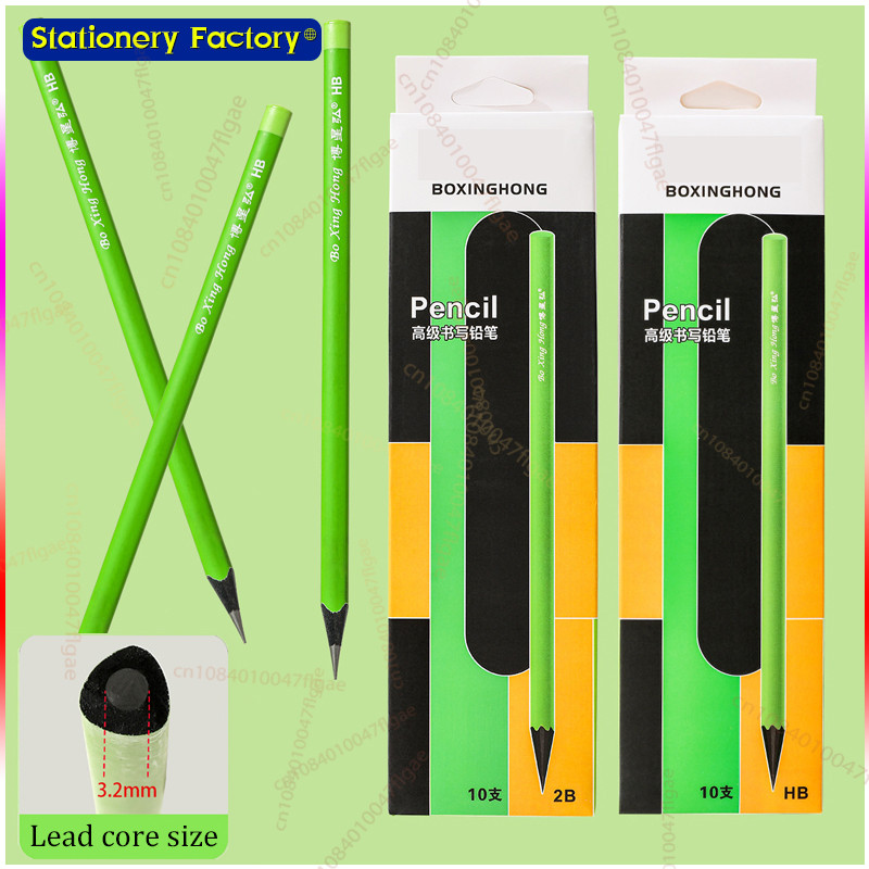 

10Pcs 2BHB Wooden Pencils Simple green Standard Pencil Korean Stationery Writing Sketch Drawing Tools Kids Gifts Office Supplies
