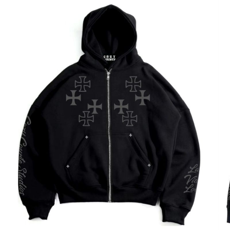 HOODIE ZIPPER BOXY  COTTON FLEECE 300gsm