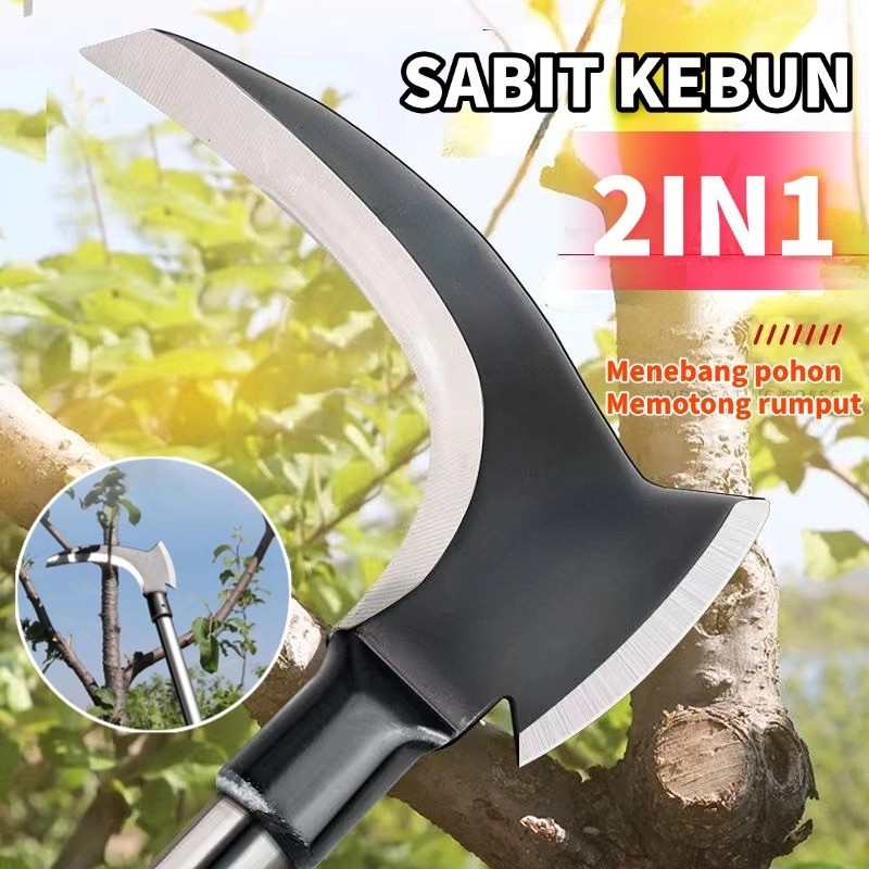 【40/50cm】Ukuran  besar Alat Sabit Kapak Ganda Baja/ Padi Pembelah Bambu Pemangkas/Sabit Ranting Poho