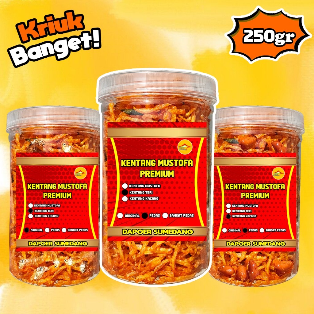 

KENTANG MUSTOFA PREMIUM 1000ml/KERING KENTANG MUSTOPA PEDAS BALADO ORIGINAL KACANG TERI/MUSTAFA DAPOER SUMEDANG