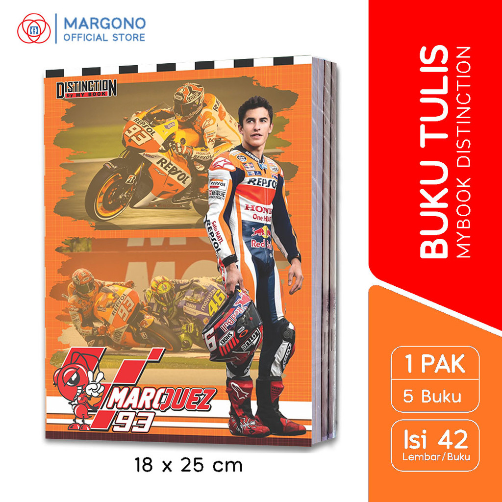 

My Book Distinction Buku Tulis B5 Boxy Moto GP 42 Lembar - 5 Buku