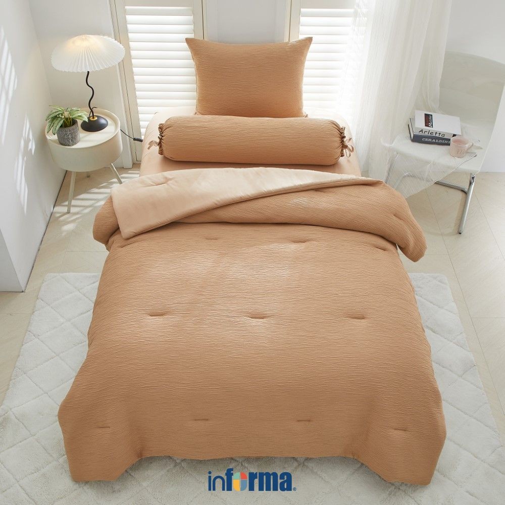 Informa Set Seprai Microfiber Gauze Hijau Peach Biru Cokelat King Queen Single 180x200 160x200 120x2