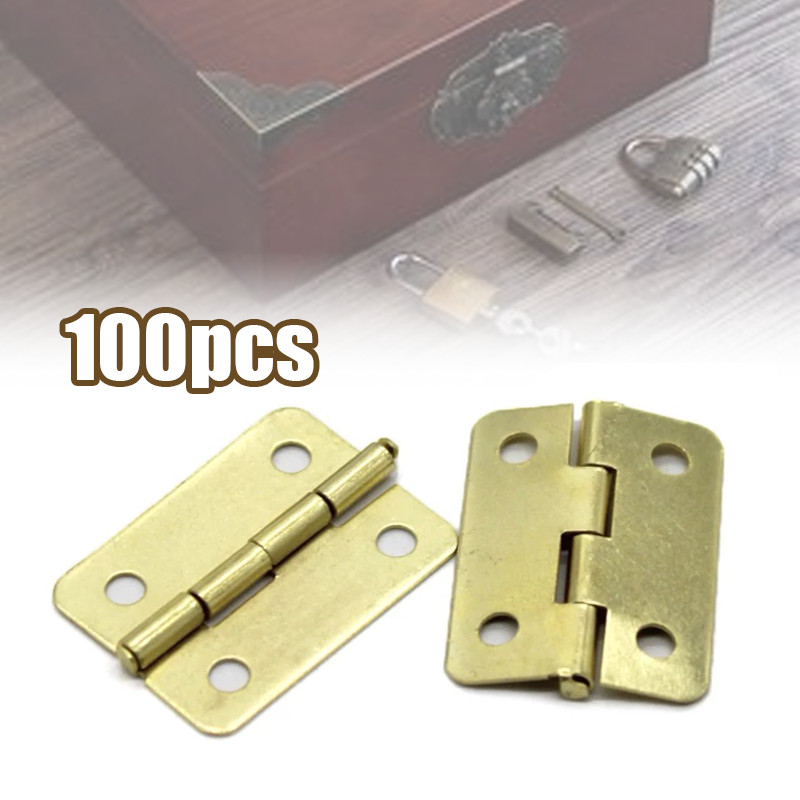 100 Set Engsel Mini untuk Kotak Perhiasan - Engsel Kunci Box Medali, 1 Pak dengan 100pcs Sekrup | CO