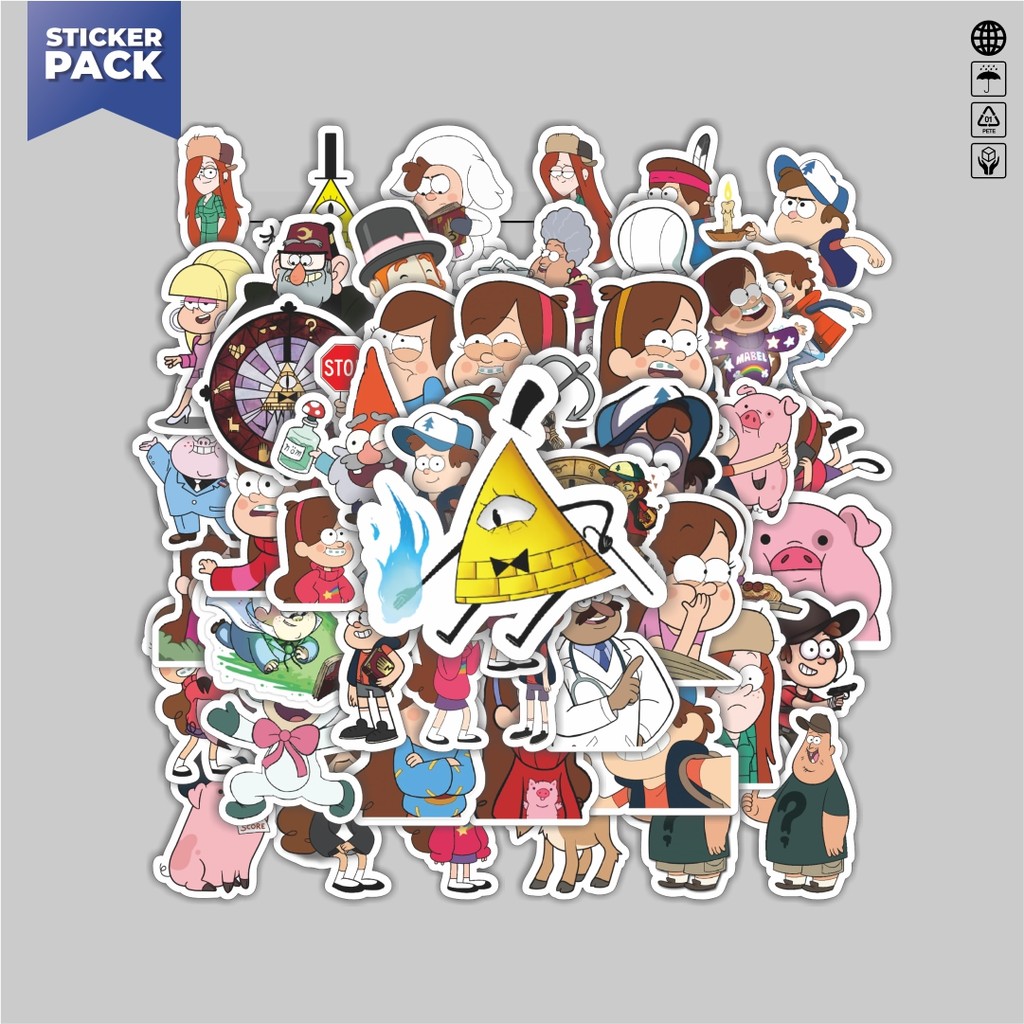 

[100PCS]Stiker Pack Stiker Kartun Series Gravity Falls Karakter Mix 2 Aesthetic Vinyl Anti Air Dekorasi Sticker Laptop Buku Journal Koper Helm Casing HP Gitar Helm Skateboard