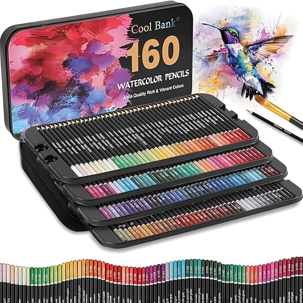 

72/120/160 Watercolour Pencils Set, Premium Pigments for Mixing, Drawing For Artists, in Tin Presentation Box