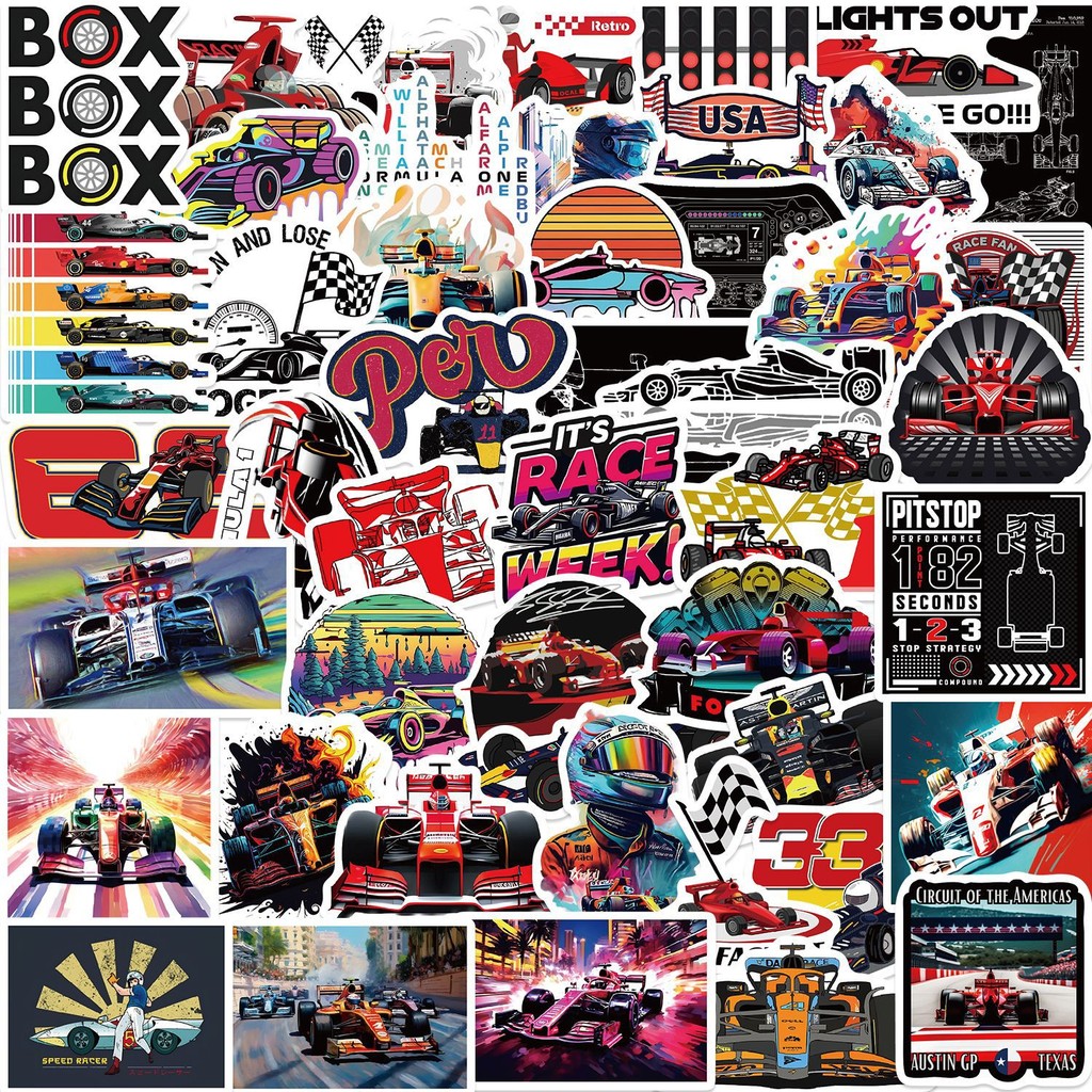 

50Pcs F1 Formula One Racing Car Series Stickers Suitcase Phone Case Water Bottle Waterproof Decoration Diy Sticker Packs