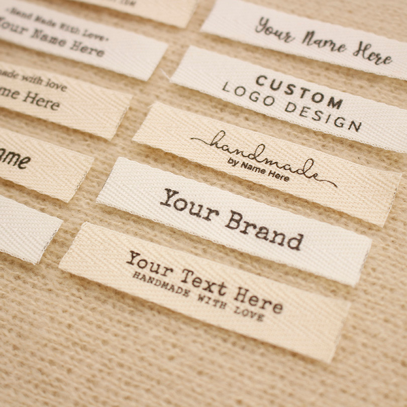 

12x60mm Custom Twill Label-Personalized Brand, Organic Cotton Tags,one or two lines, personalise text, Washable Tags (xw5500)