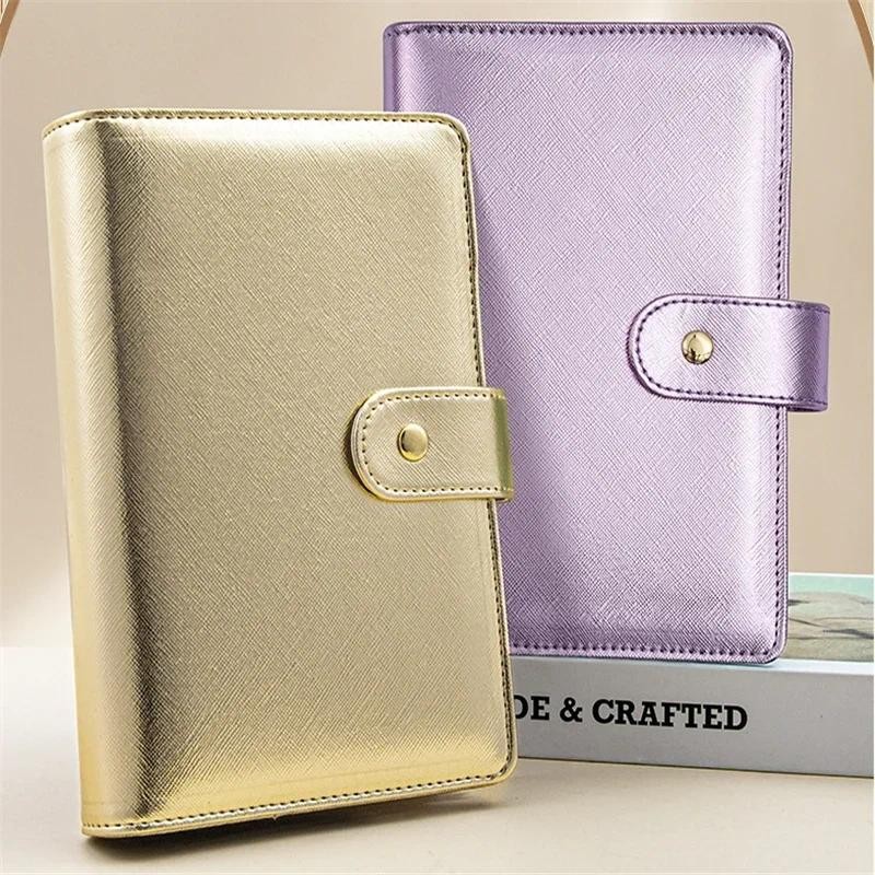 

A6 Gold Purple Black Loose Leaf Binder Notebook Cover Gold Ring Diary Agenda Planner Paper Cover School Stationery