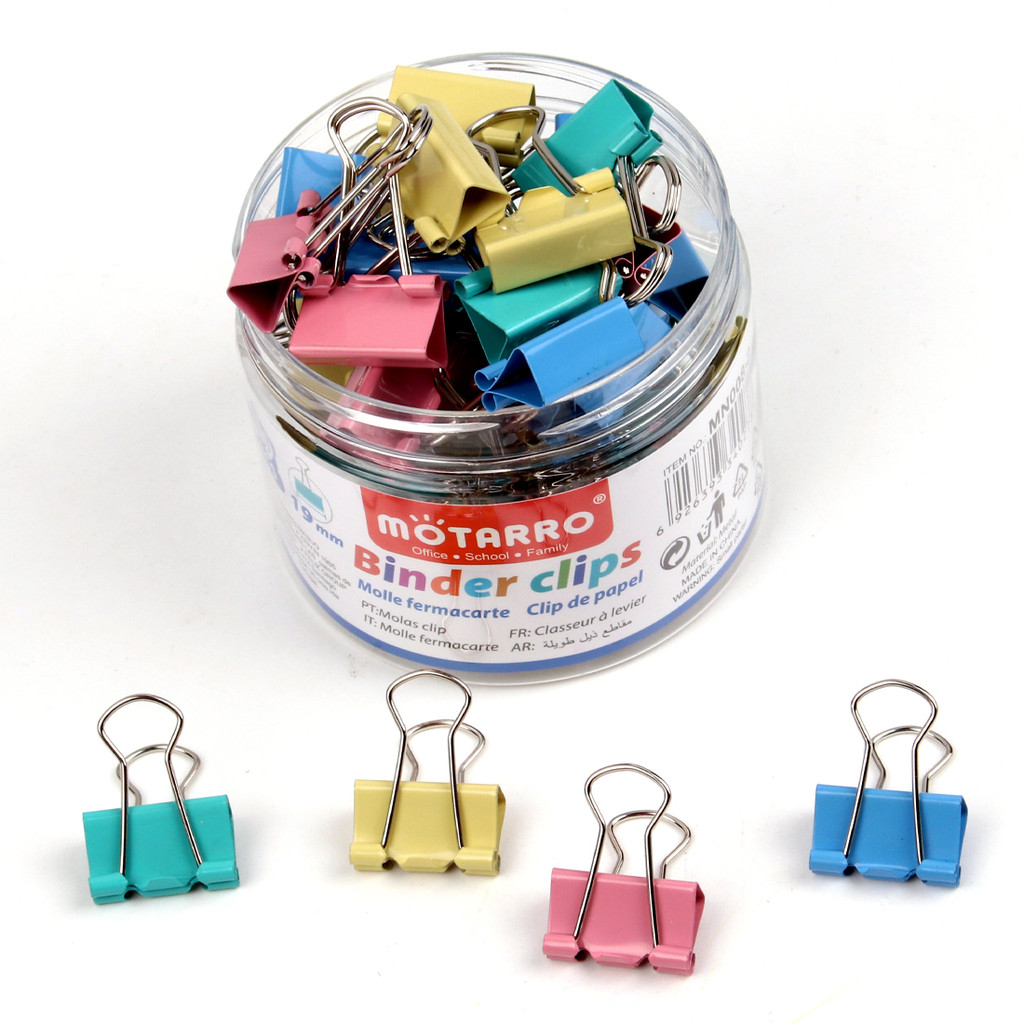 

MOTARRO 40Pcs 19mm New Colorful Dovetail Clip Effortless Binder Clip Long Tail Clip For School Office Learning Supplies 1Box