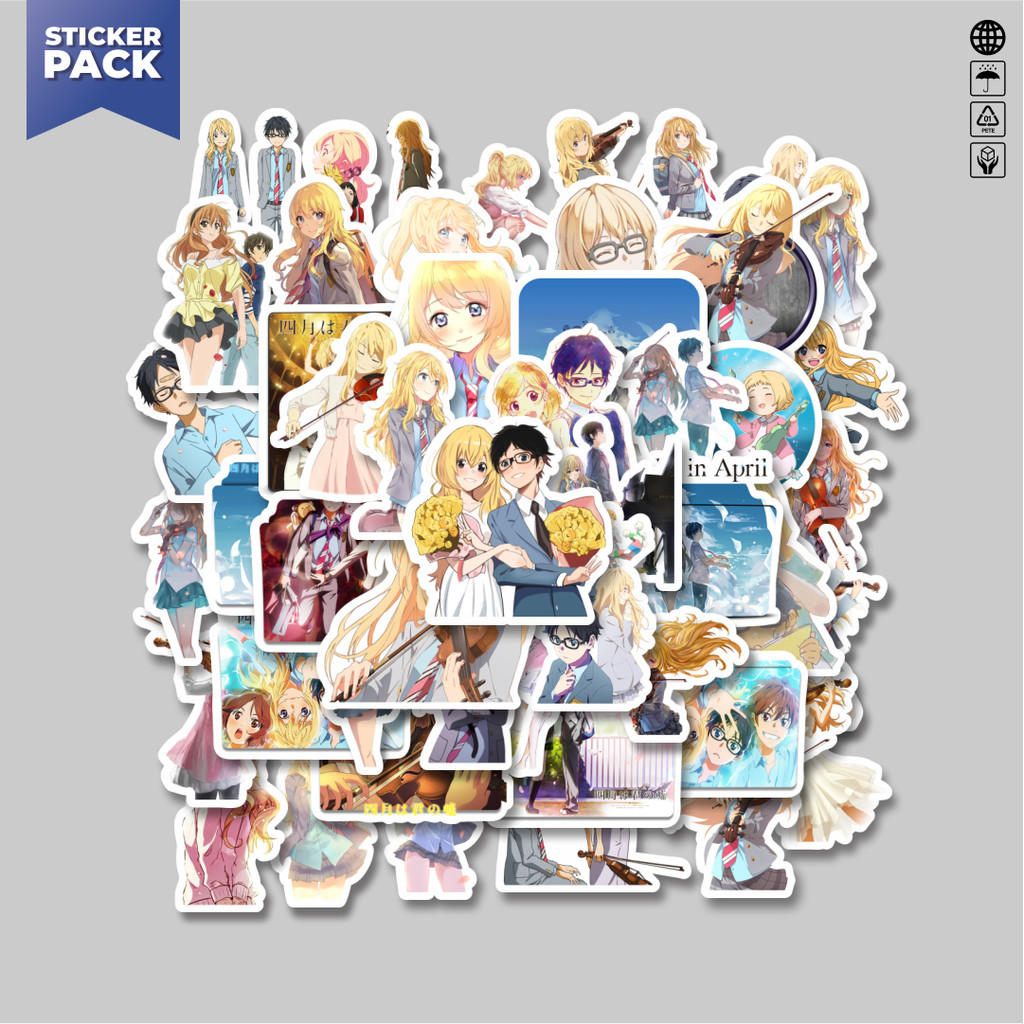 

[100PCS]Stiker Pack Stiker Anime Series Your Lie In April Mix Aesthetic Vinyl Anti Air Dekorasi Sticker Laptop Buku Journal Koper Helm Casing HP Gitar Helm Skateboard