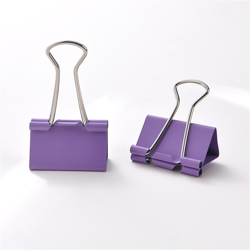 

10pcs purple Clamp Paper Binder Clips metal Stationery clips Bookmark Clips Memo Clip Student School Office file binding