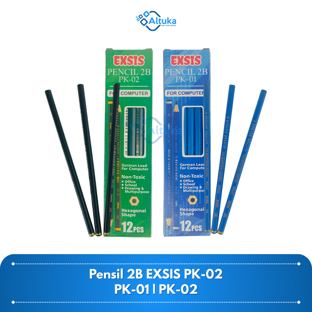 

(12 Pcs) Pensil Kayu Hexagonal / Pensil 2B For Computer EXSIS PK-01 / PK-02
